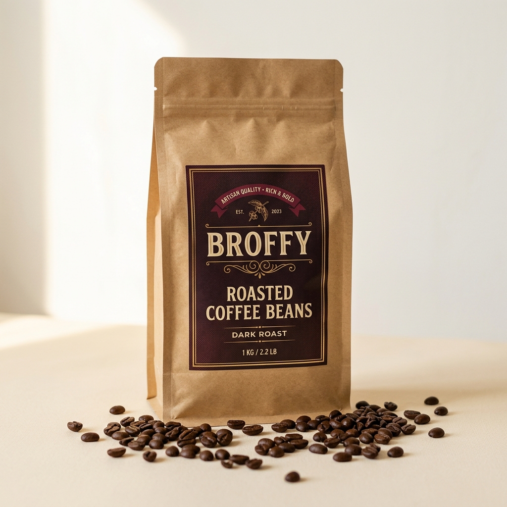 Broffy Roasted Beans 1kg Pack Designed Package